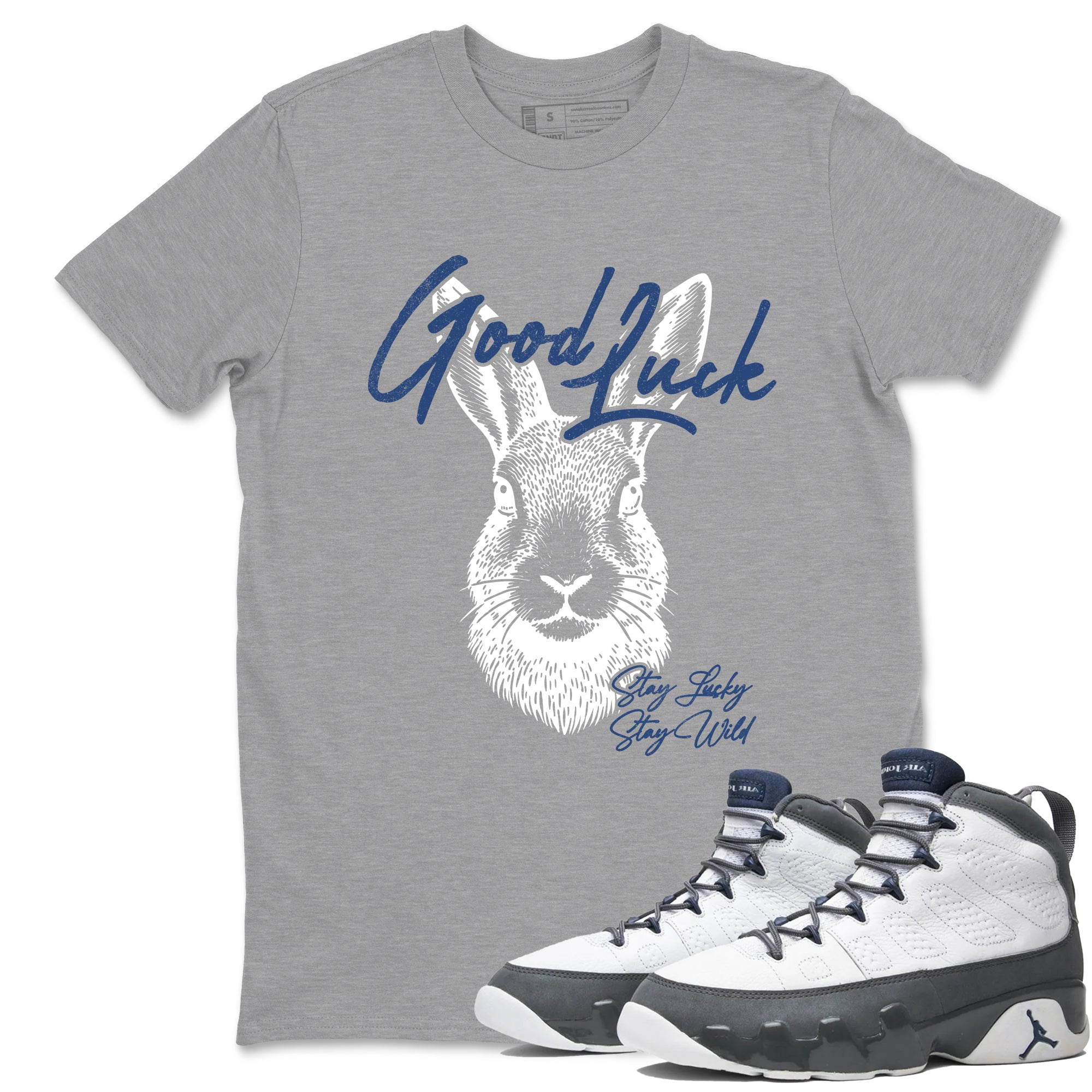 Sneaker match tees – Sneaker Tees To Match Air Jordan 9 Flint Grey Shoes – Good Luck Tee Heather Grey 1
