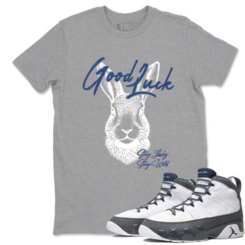 Sneaker match tees – Sneaker Tees To Match Air Jordan 9 Flint Grey Shoes – Good Luck Tee Heather Grey 1