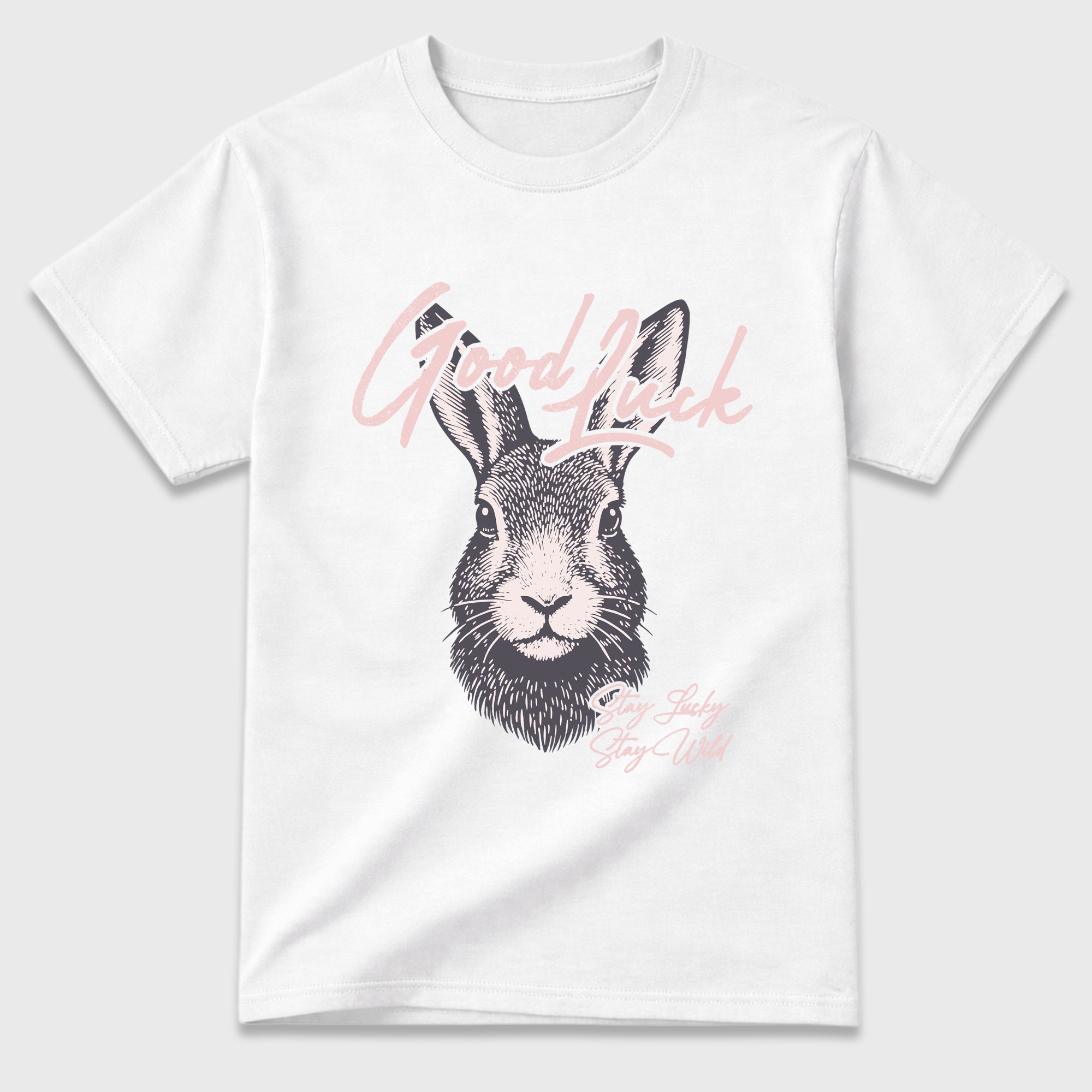 Good Luck Graphic T-Shirt featuring original streetwear artwork designed to match the Badbo 1.0 Chalk White Pink. White 2 Graphic T-Shirt.
