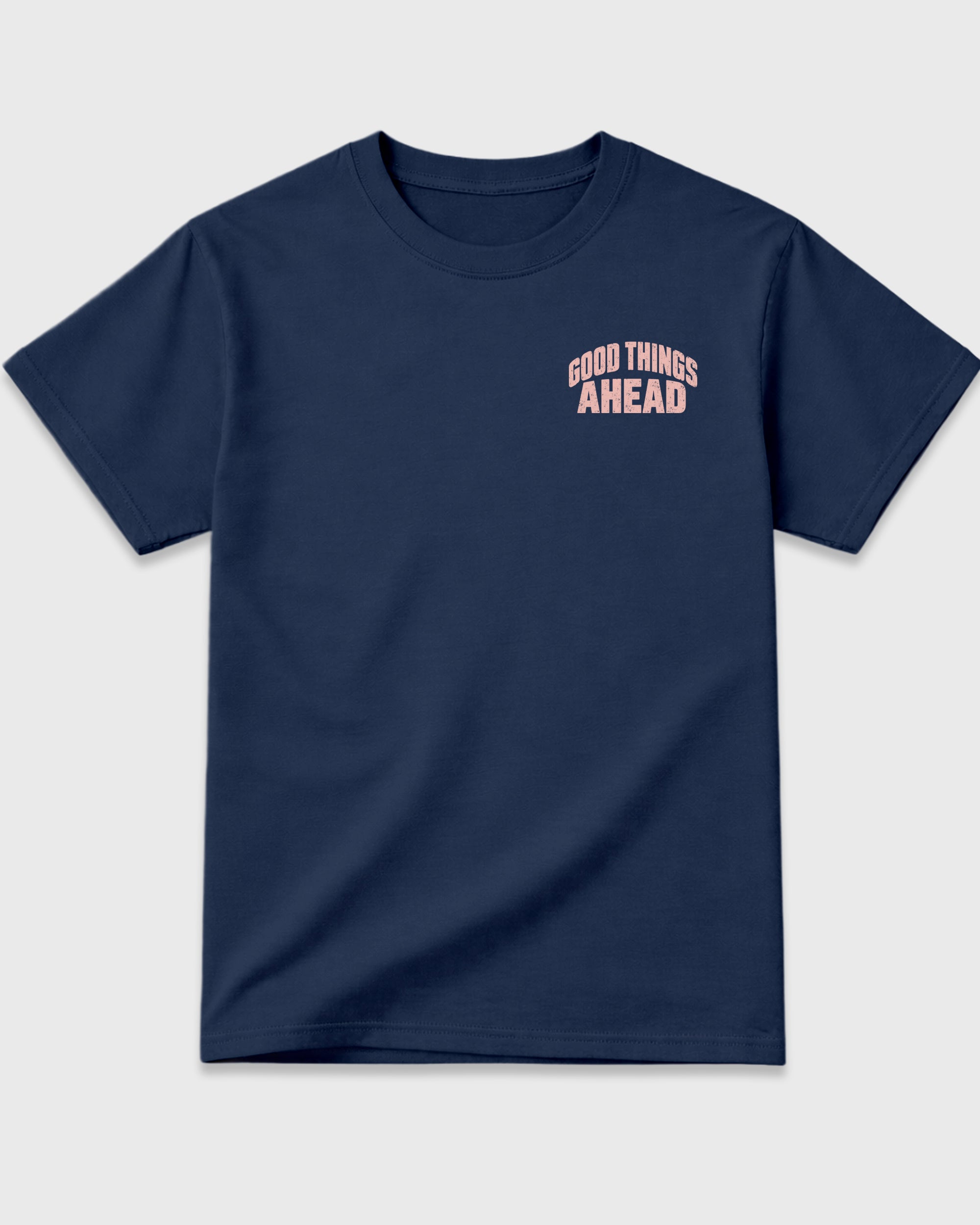 Good Things Ahead Navy Graphic T-Shirt - 3, sneaker matching shirt designed to pair with APB X Air Jordan 11 Low "Made For Locals" sneakers for a coordinated streetwear outfit.
