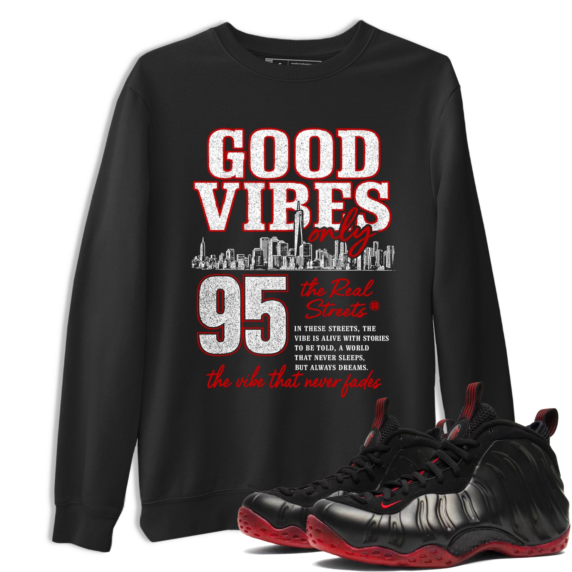 Sneaker match tees – Sneaker Tees To Match Air Foamposite Cough Drop Shoes – Good Vibes Only Tee Black 1