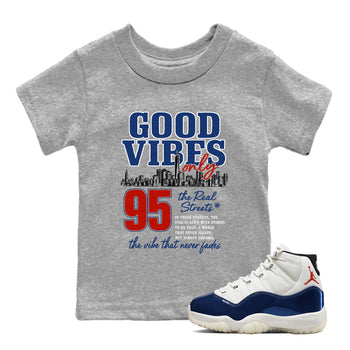 Sneaker match tees – Sneaker Tees To Match Air Jordan 11 Rare Air Shoes – Good Vibes Only Kids T-Shirt Heather Grey 1