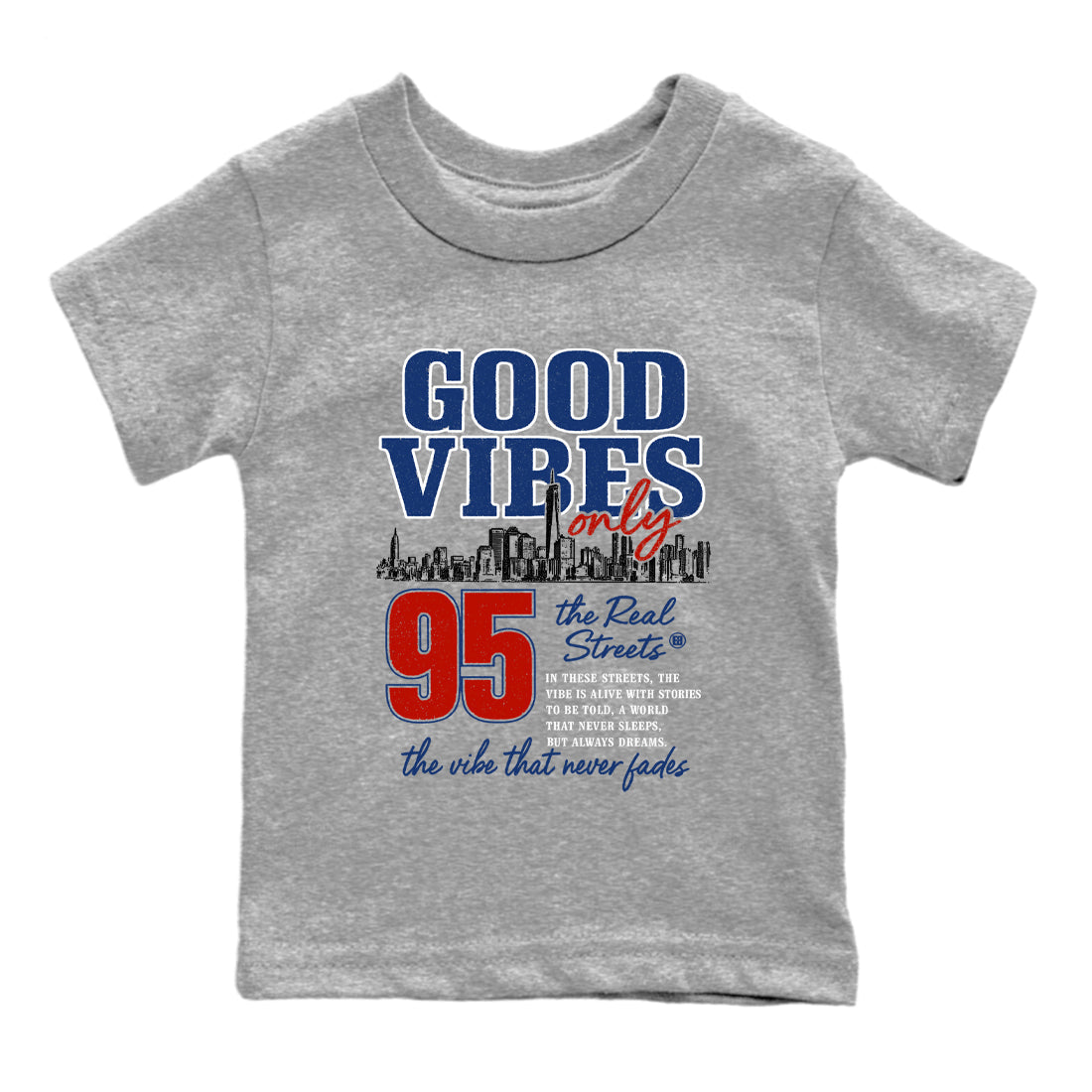 Sneaker match tees – Sneaker Tees To Match Air Jordan 11 Rare Air Shoes – Good Vibes Only Kids T-Shirt Heather Grey 2