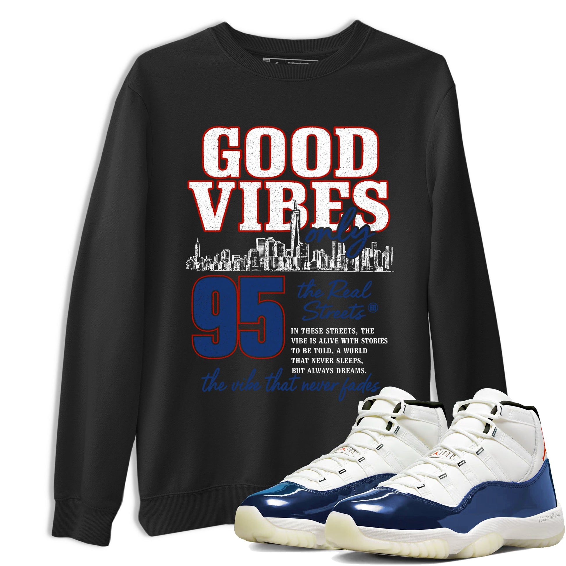 Sneaker match tees – Sneaker Tees To Match Air Jordan 11 Rare Air Shoes – Good Vibes Only Tee Black 1