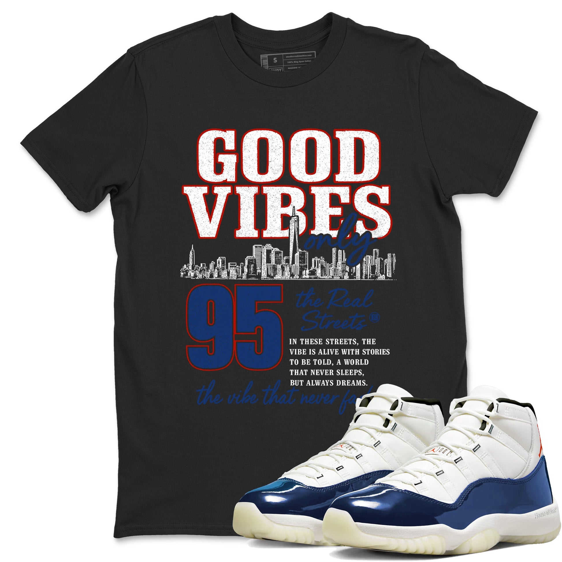 Sneaker match tees – Sneaker Tees To Match Air Jordan 11 Rare Air Shoes – Good Vibes Only Tee Black 1