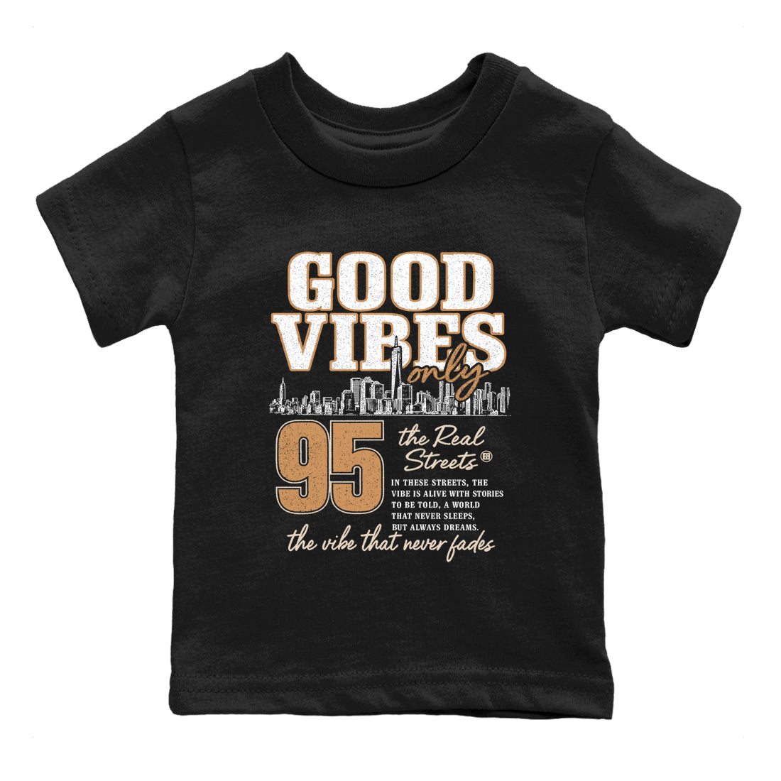Sneaker match tees – Sneaker Tees To Match Air Jordan 3 Champagne and Oysters Shoes – Good Vibes Only Kids T-Shirt Black 2