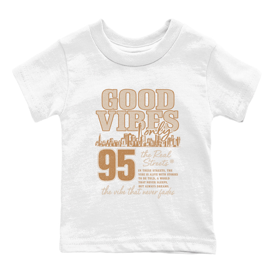 Sneaker match tees – Sneaker Tees To Match Air Jordan 3 Champagne and Oysters Shoes – Good Vibes Only Kids T-Shirt White 2