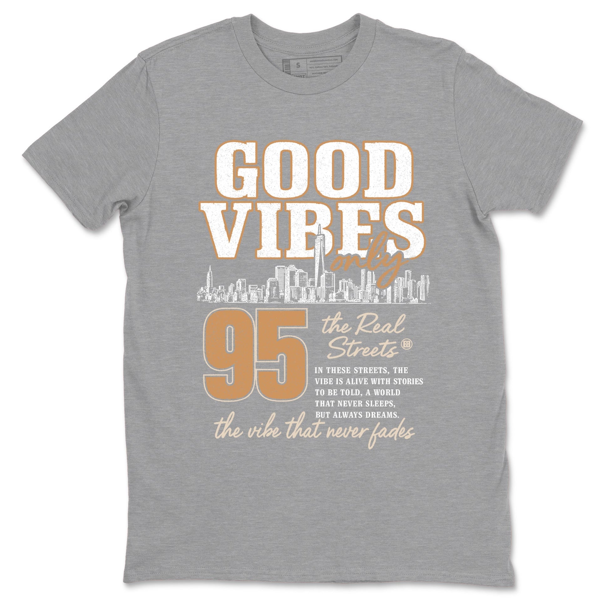 Sneaker match tees – Sneaker Tees To Match Air Jordan 3 Champagne and Oysters Shoes – Good Vibes Only Tee Heather Grey 2