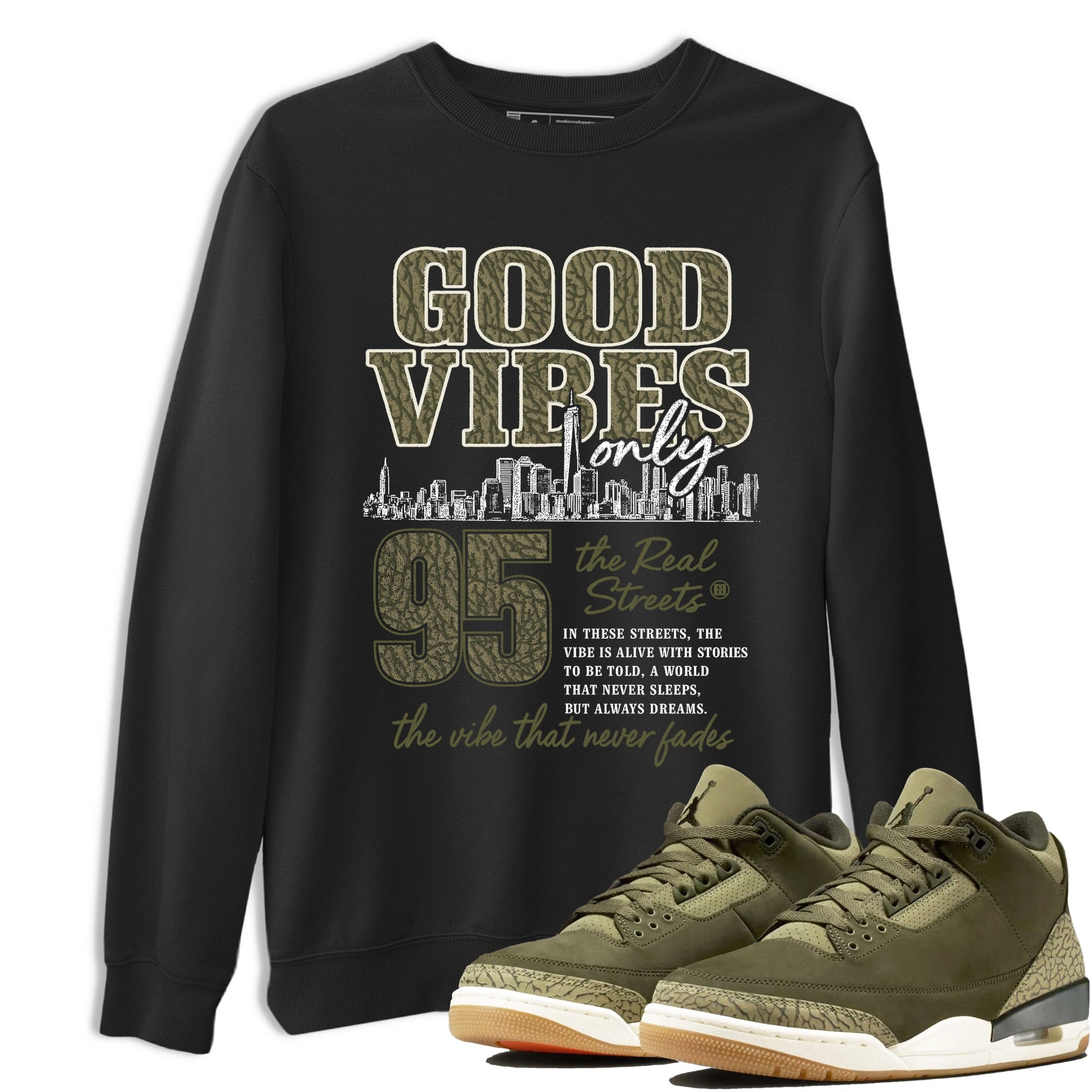 Sneaker Threads – Sneaker Threads To Match Air Jordan 3 Family Affair Shoes – Good Vibes Only Tee Black 1