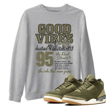 Sneaker Threads – Sneaker Threads To Match Air Jordan 3 Family Affair Shoes – Good Vibes Only Tee Heather Grey 1