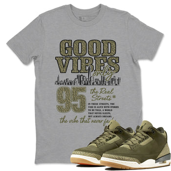 Sneaker Threads – Sneaker Threads To Match Air Jordan 3 Family Affair Shoes – Good Vibes Only Tee Heather Grey 1