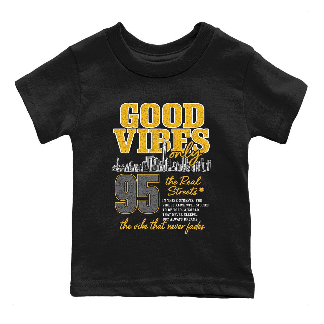 Sneaker match tees – Sneaker Tees To Match Air Jordan 5 Tokyo Shoes – Good Vibes Only Kids T-Shirt Black 2