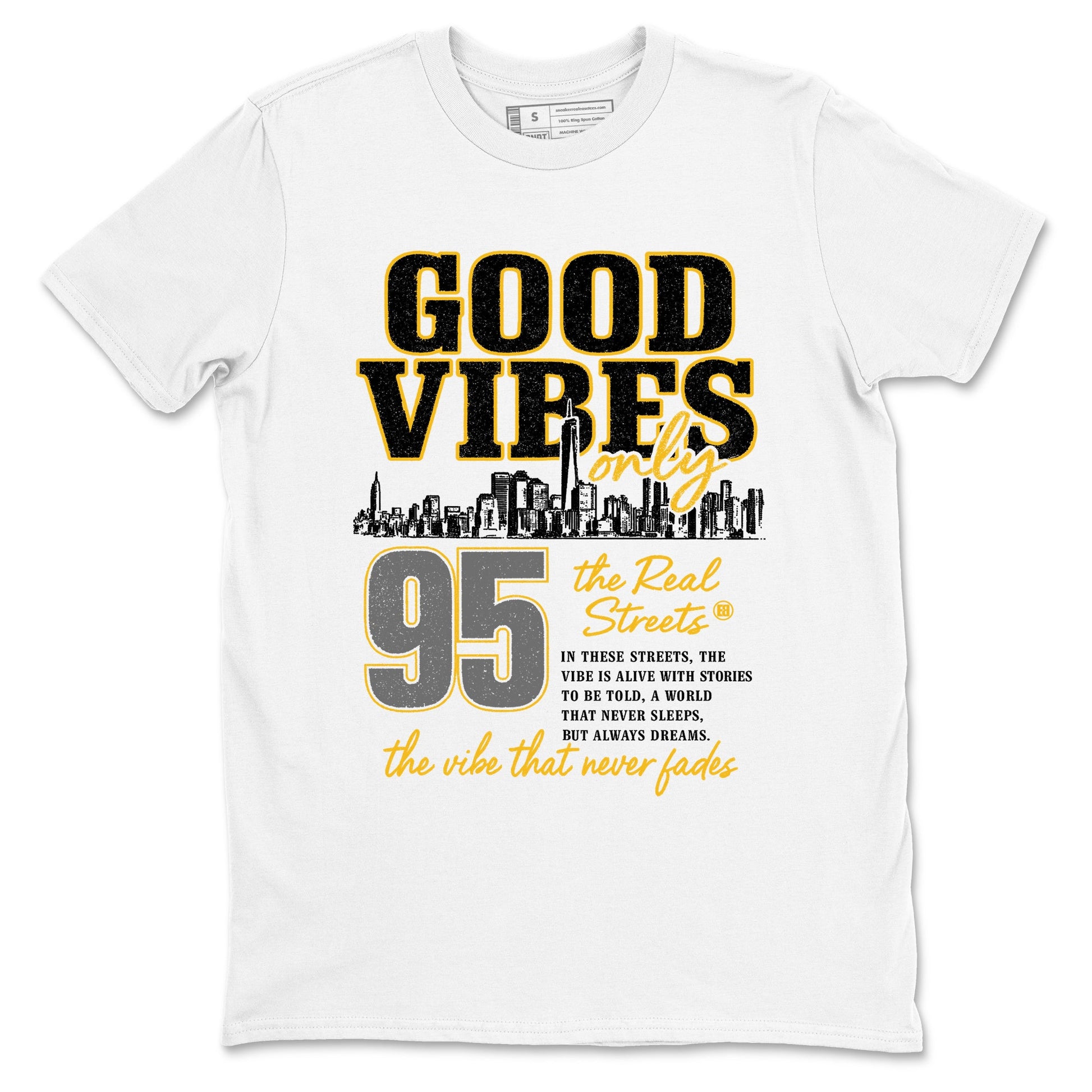 Sneaker match tees – Sneaker Tees To Match Air Jordan 5 Tokyo Shoes – Good Vibes Only Tee White 2