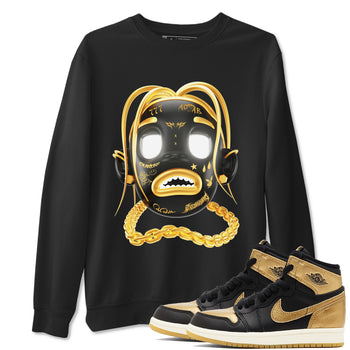 1s Black Metallic Gold shirts to match jordans Goosebumps Boy sneaker match tees Air Jordan 1 Black Metallic Gold SNRT Sneaker Tees streetwear brand Black 1 unisex cotton tee