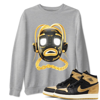 1s Black Metallic Gold shirts to match jordans Goosebumps Boy sneaker match tees Air Jordan 1 Black Metallic Gold SNRT Sneaker Tees streetwear brand Heather Grey 1 unisex cotton tee