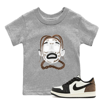 1s Low OG Mocha shirts to match jordans Goosebumps Boy sneaker match tees Air Jordan 1 Mocha match shoes to clothes SNRT Sneaker Tees Youth Baby Heather Grey 1 tee