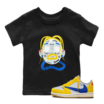 1s Travis Scott Canary shirt to match jordans Goosebumps Boy sneaker tees Air Jordan 1 Travis Scott Canary SNRT sneaker release tees baby toddler Black 1 cotton Shirt