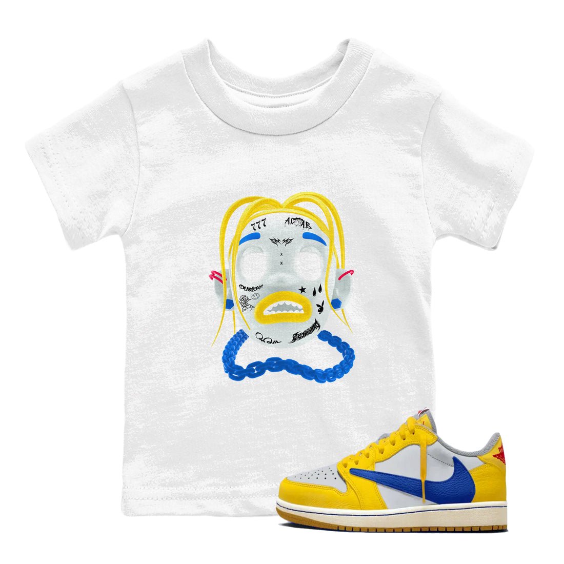 1s Travis Scott Canary shirt to match jordans Goosebumps Boy sneaker tees Air Jordan 1 Travis Scott Canary SNRT sneaker release tees baby toddler White 1 cotton Shirt