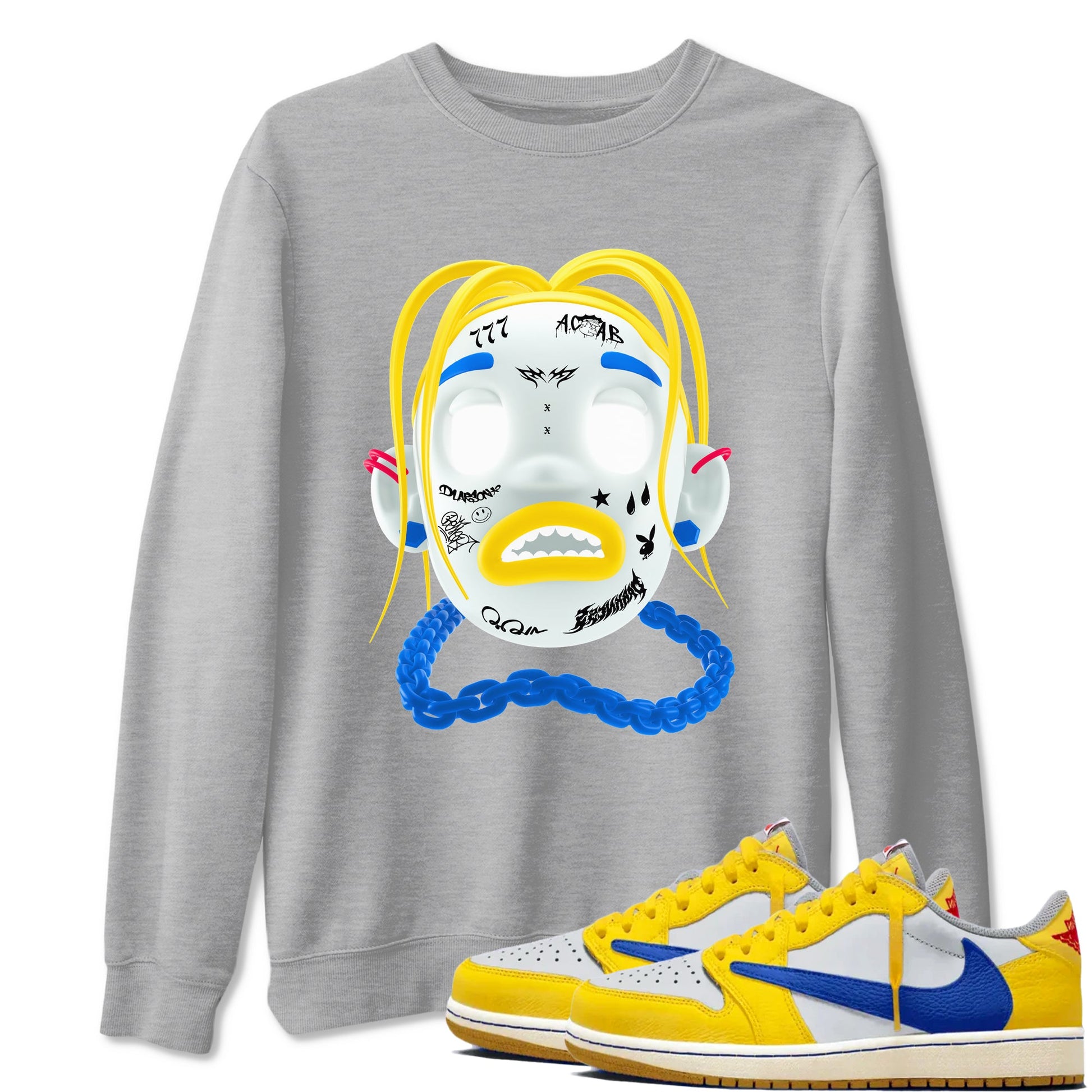 1s Travis Scott Canary shirt to match jordans Goosebumps Boy sneaker tees Air Jordan 1 Travis Scott Canary SNRT Sneaker Release Tees unisex cotton Heather Grey 1 crew neck shirt