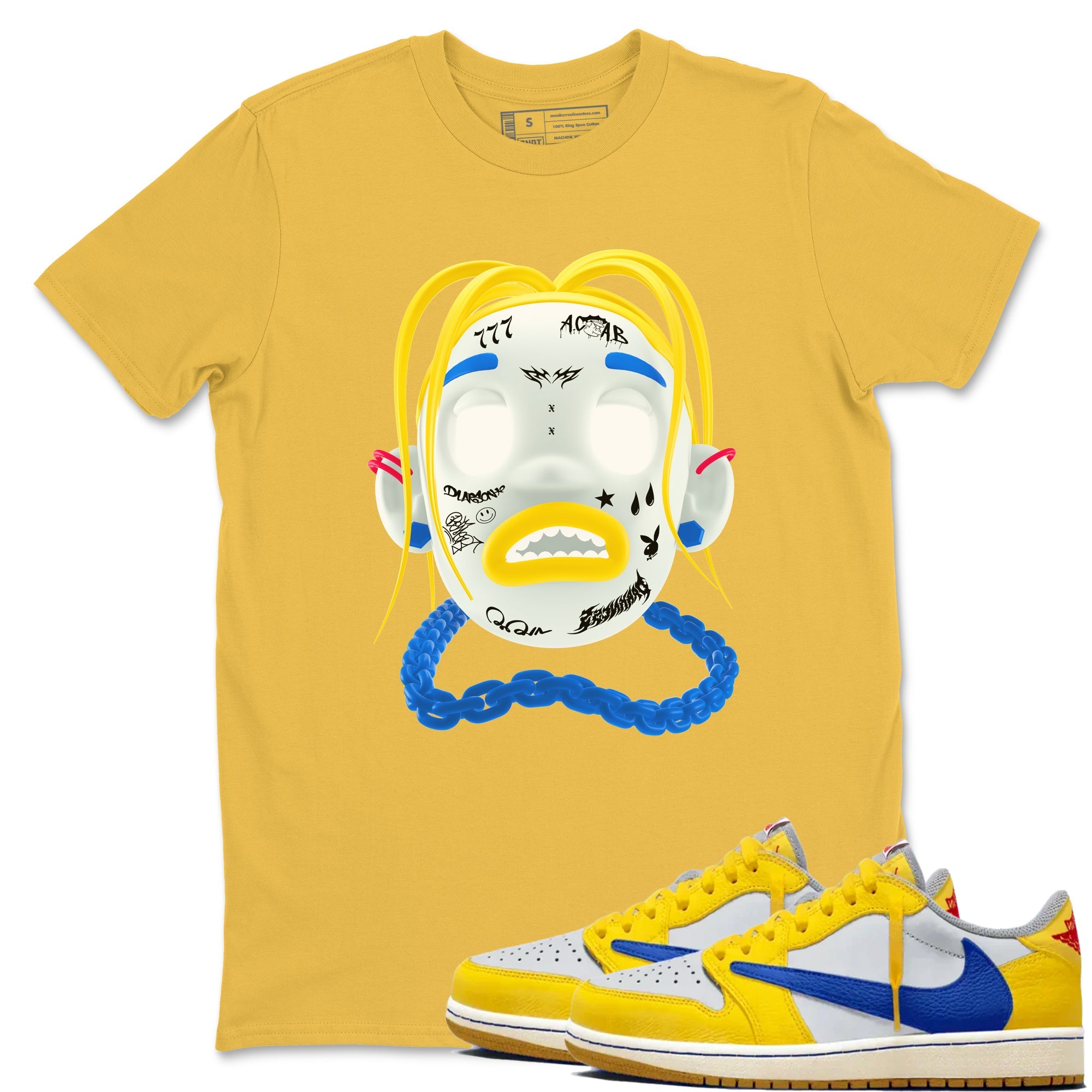 1s Travis Scott Canary shirt to match jordans Goosebumps Boy sneaker tees Air Jordan 1 Travis Scott Canary SNRT Sneaker Release Tees unisex cotton Daisy 1 crew neck shirt
