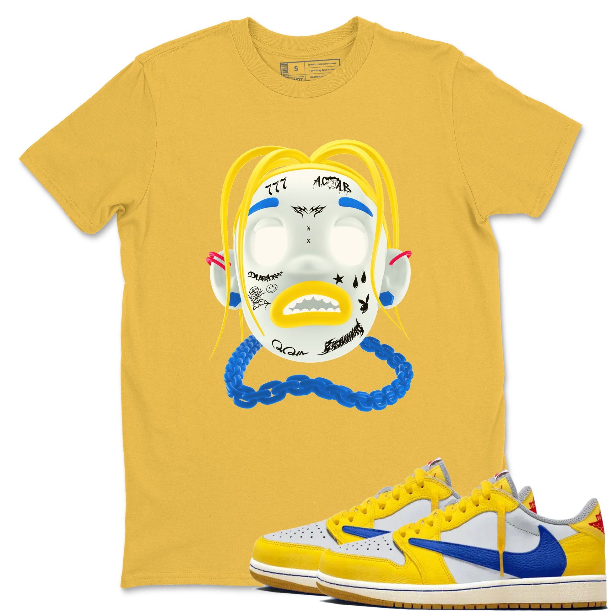 1s Travis Scott Canary shirt to match jordans Goosebumps Boy sneaker tees Air Jordan 1 Travis Scott Canary SNRT Sneaker Release Tees unisex cotton Daisy 1 crew neck shirt