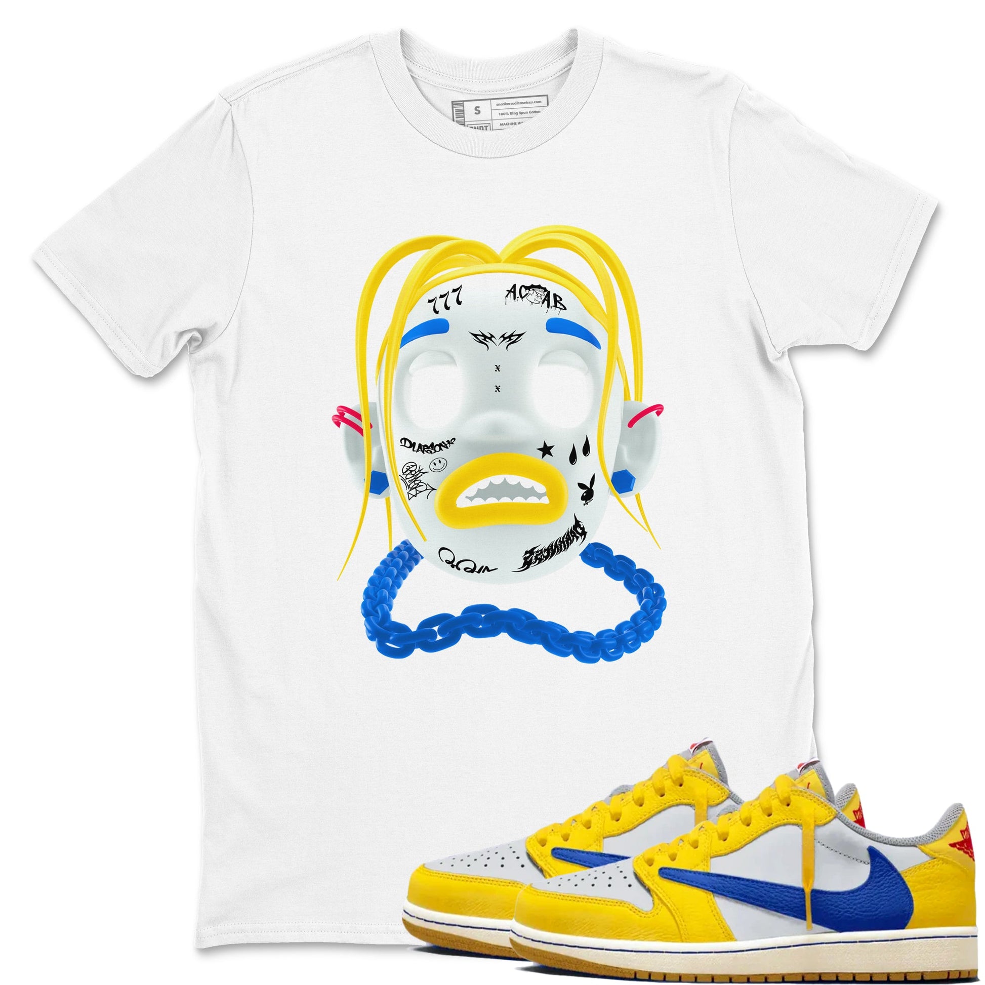 1s Travis Scott Canary shirt to match jordans Goosebumps Boy sneaker tees Air Jordan 1 Travis Scott Canary SNRT Sneaker Release Tees unisex cotton White 1 crew neck shirt