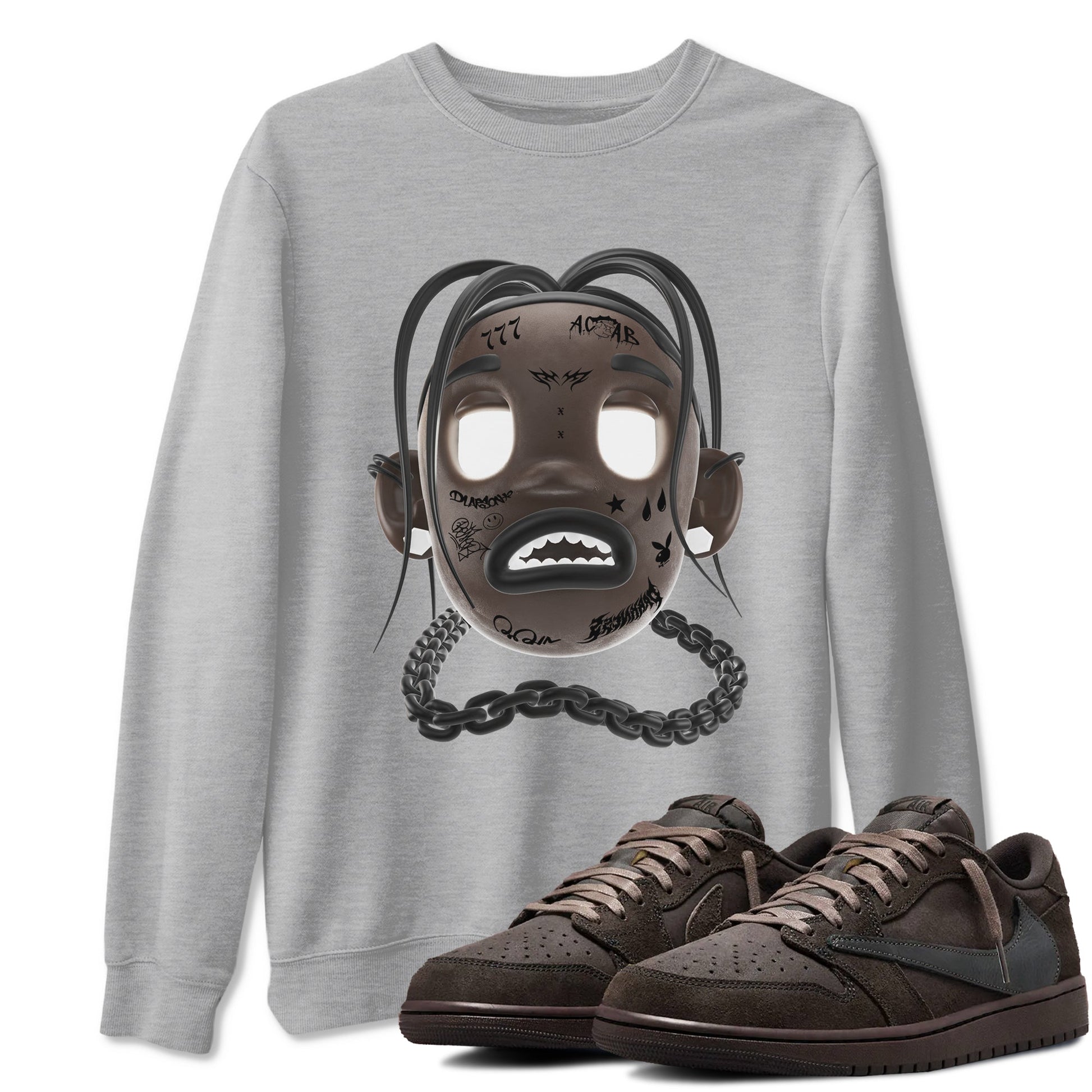 Air Jordan 1 Travis Scott Velvet Brown shirts to match jordans Goosebumps Boy sneaker match tees Travis Scott x Air Jordan 1 Low OG Velvet Brown best t shirts to wear with jordans SNRT Sneaker Tees unisex cotton Heather Grey 1 shirts