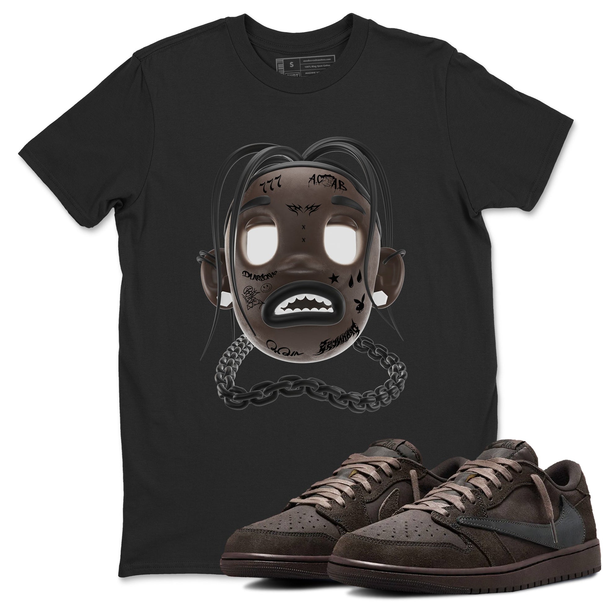 Air Jordan 1 Travis Scott Velvet Brown shirts to match jordans Goosebumps Boy sneaker match tees Travis Scott x Air Jordan 1 Low OG Velvet Brown best t shirts to wear with jordans SNRT Sneaker Tees unisex cotton Black 1 shirts