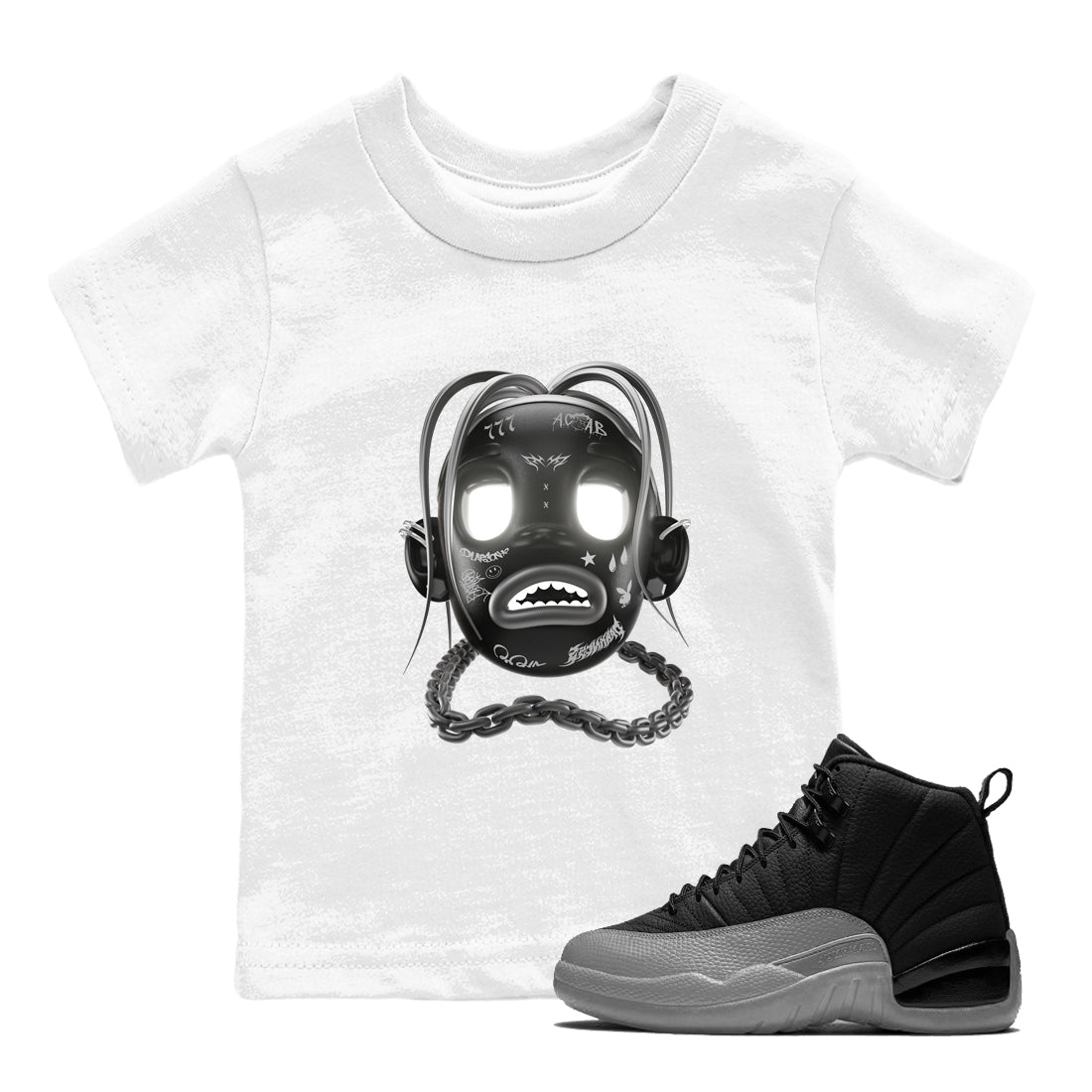12s Black Wolf Grey shirts to match jordans Goosebumps Boy sneaker match tees Air Jordan 12 Barons match shoes to clothes SNRT Sneaker Tees Youth Baby White 1 tee