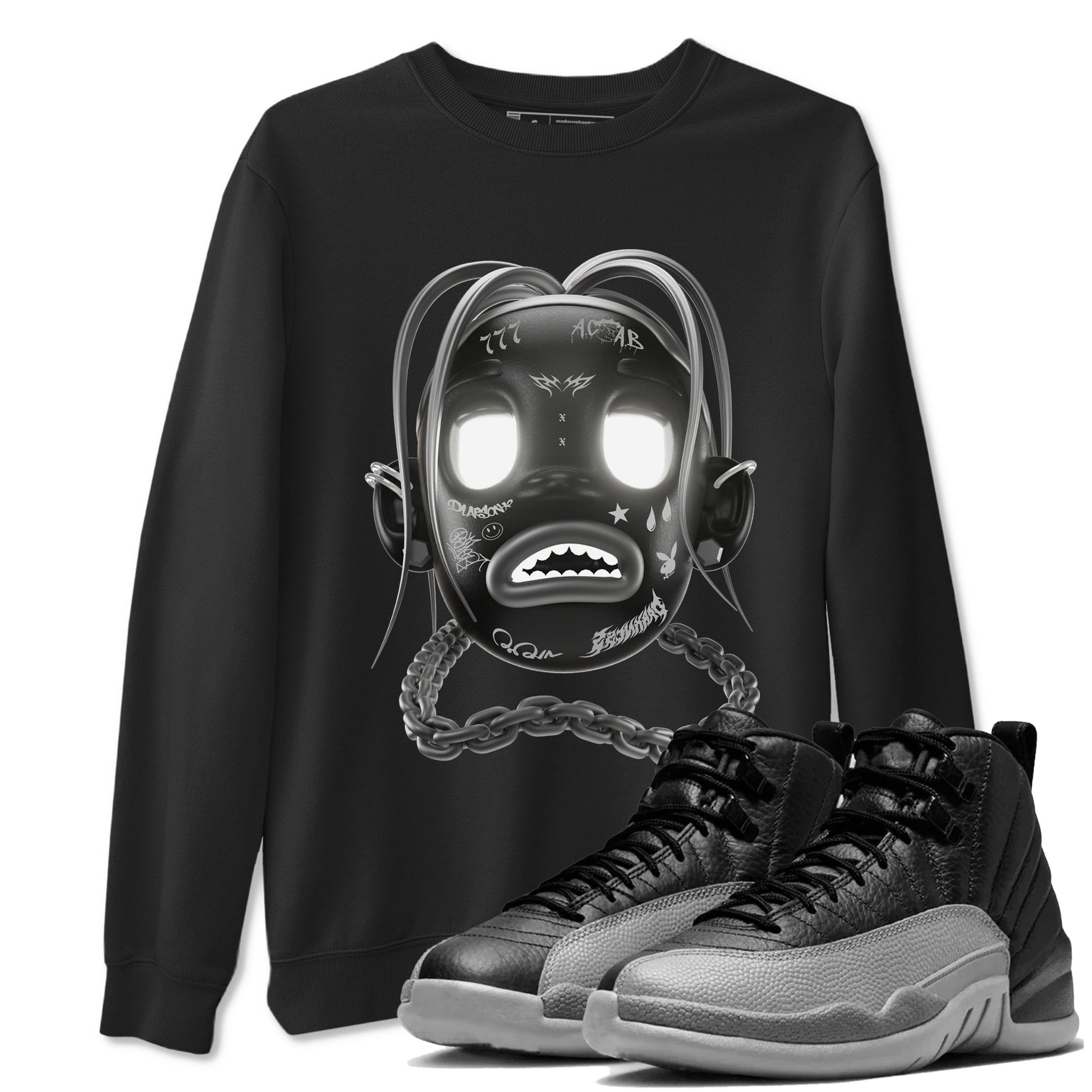 12s Black Wolf Grey shirts to match jordans Goosebumps Boy sneaker match tees Air Jordan 12 Barons match shoes to clothes SNRT Sneaker Tees unisex cotton Black 1 shirts