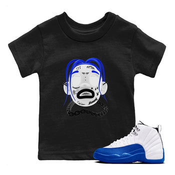 12s Blueberry shirts to match jordans Goosebumps Boy best t shirts to wear with jordans AJ12 White and Game Royal match shoes to clothes SNRT Sneaker Tees Youth Baby Black 1 tee