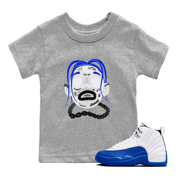 12s Blueberry shirts to match jordans Goosebumps Boy best t shirts to wear with jordans AJ12 White and Game Royal match shoes to clothes SNRT Sneaker Tees Youth Baby Heather Grey 1 tee