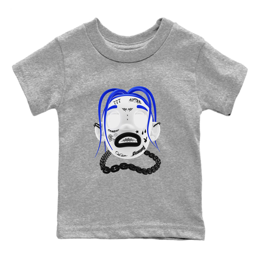 12s Blueberry shirts to match jordans Goosebumps Boy best t shirts to wear with jordans AJ12 White and Game Royal match shoes to clothes SNRT Sneaker Tees Youth Baby Heather Grey 2 tee