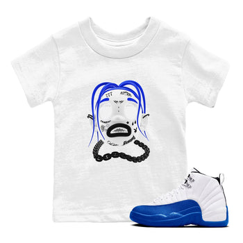 12s Blueberry shirts to match jordans Goosebumps Boy best t shirts to wear with jordans AJ12 White and Game Royal match shoes to clothes SNRT Sneaker Tees Youth Baby White 1 tee