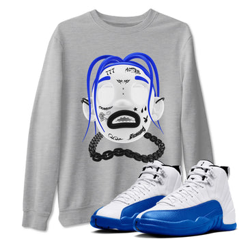 12s Blueberry shirts to match jordans Goosebumps Boy best t shirts to wear with jordans AJ12 White and Game Royal match shoes to clothes SNRT Sneaker Tees unisex cotton Heather Grey 1 shirts