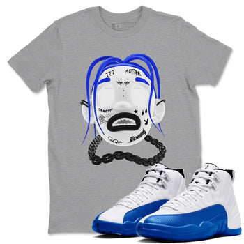 12s Blueberry shirts to match jordans Goosebumps Boy best t shirts to wear with jordans AJ12 White and Game Royal match shoes to clothes SNRT Sneaker Tees unisex cotton Heather Grey 1 shirts