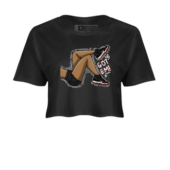 11s Bred Velvet shirts to match jordans Got Em Legs sneaker match tees Air Jordan 11 Bred Velvet match shoes to clothes SNRT Sneaker Tees unisex cotton Black 2 crop tee