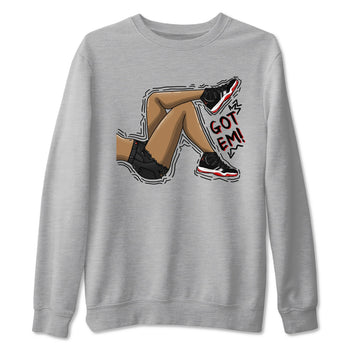 11s Bred Velvet shirts to match jordans Got Em Legs sneaker match tees Air Jordan 11 Bred Velvet match shoes to clothes SNRT Sneaker Tees unisex cotton Heather Grey 2 shirts
