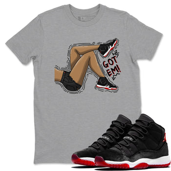 11s Bred Velvet shirts to match jordans Got Em Legs sneaker match tees Air Jordan 11 Bred Velvet match shoes to clothes SNRT Sneaker Tees unisex cotton Heather Grey 1 shirts