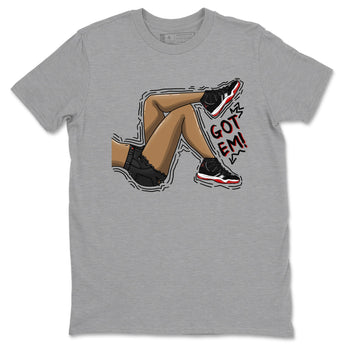 11s Bred Velvet shirts to match jordans Got Em Legs sneaker match tees Air Jordan 11 Bred Velvet match shoes to clothes SNRT Sneaker Tees unisex cotton Heather Grey 2 shirts