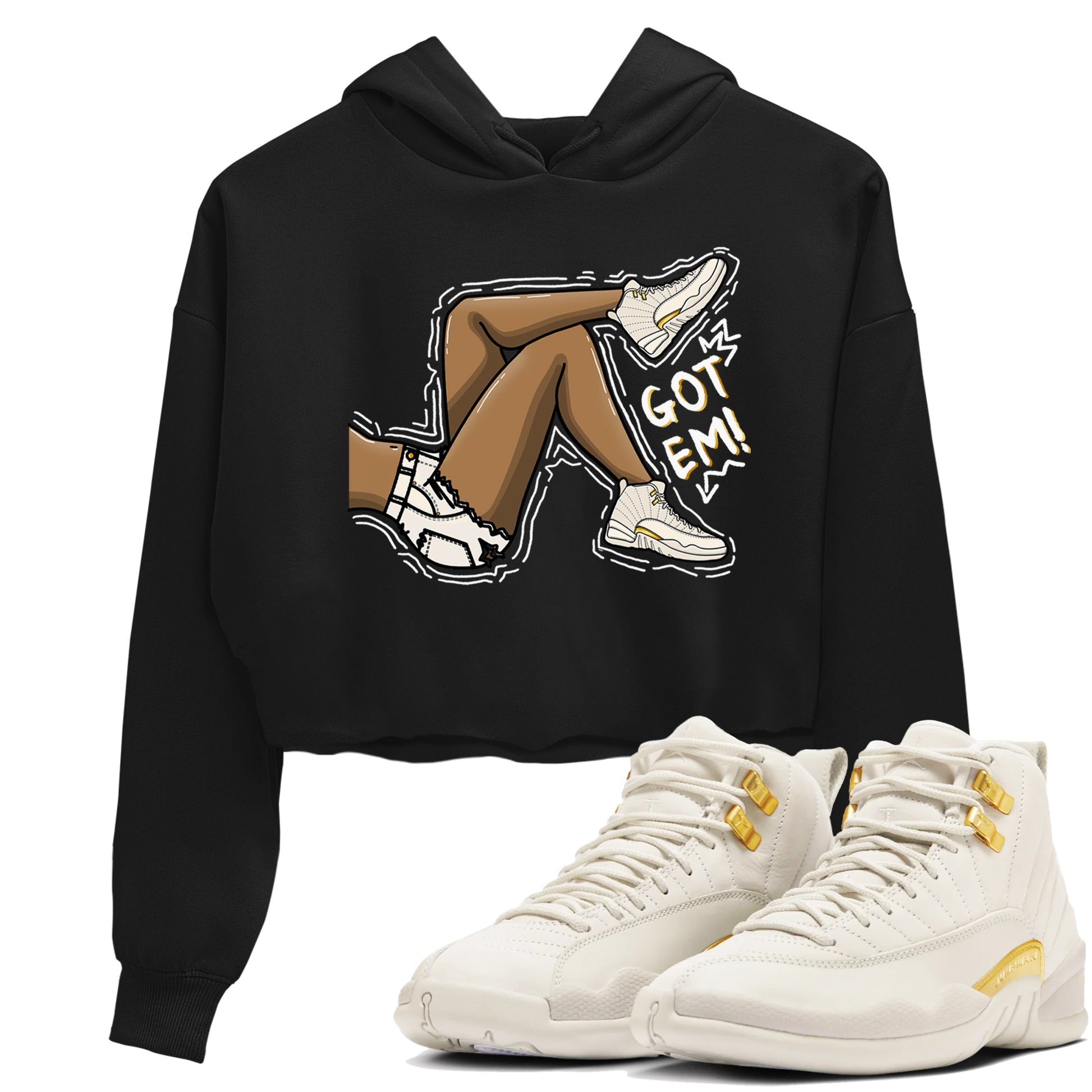 12s Phantom shirts to match jordans Got Em Legs sneaker match tees Air Jordan 12 WMNS Phantom match shoes to clothes SNRT Sneaker Tees unisex cotton Black 1 crop tee