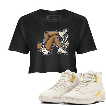 12s Phantom shirts to match jordans Got Em Legs sneaker match tees Air Jordan 12 WMNS Phantom match shoes to clothes SNRT Sneaker Tees unisex cotton Black 1 crop tee