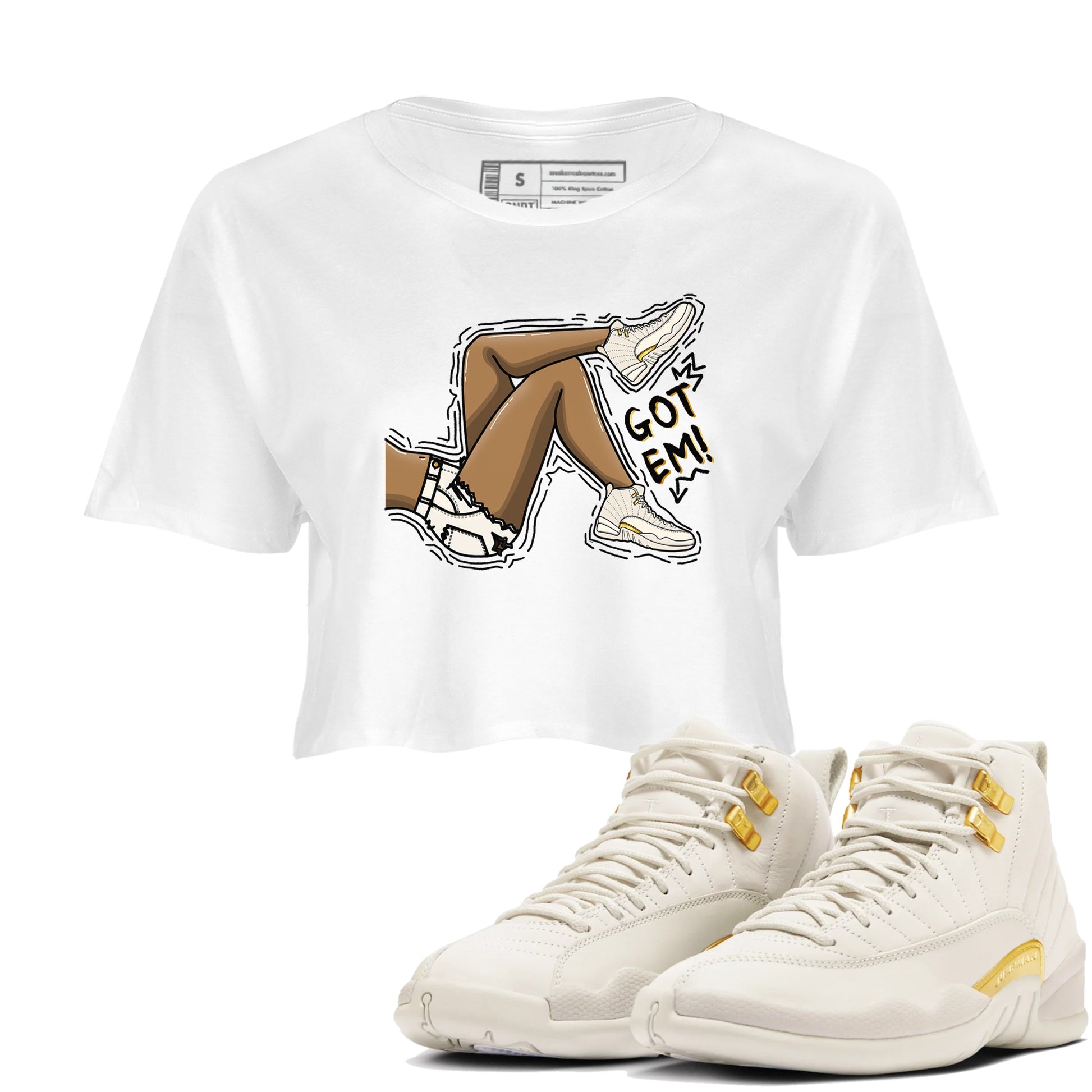 12s Phantom shirts to match jordans Got Em Legs sneaker match tees Air Jordan 12 WMNS Phantom match shoes to clothes SNRT Sneaker Tees unisex cotton White 1 crop tee