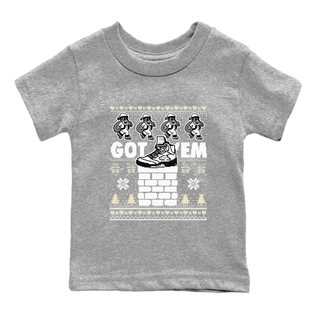 5s White Black shirts to match jordans Got' em Santa sneaker match tees Air Jordan 5 Retro White Black match shoes to clothes SNRT Sneaker Tees Youth Baby Heather Grey 2 tee
