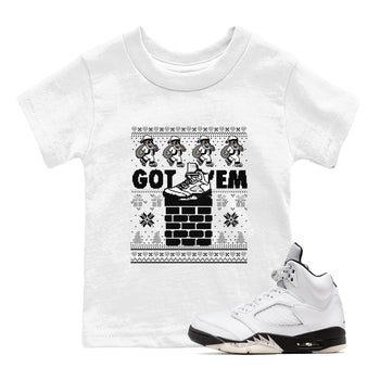 5s White Black shirts to match jordans Got' em Santa sneaker match tees Air Jordan 5 Retro White Black match shoes to clothes SNRT Sneaker Tees Youth Baby White 1 tee