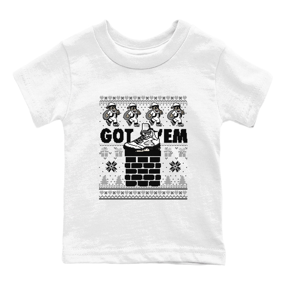 5s White Black shirts to match jordans Got' em Santa sneaker match tees Air Jordan 5 Retro White Black match shoes to clothes SNRT Sneaker Tees Youth Baby White 2 tee