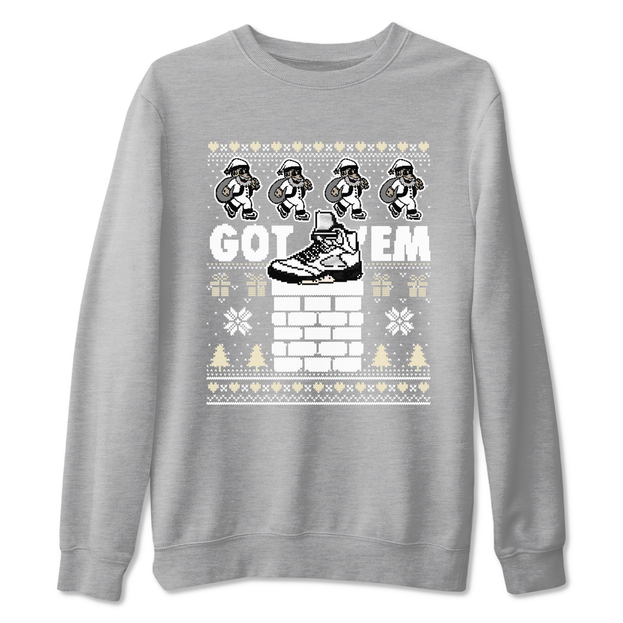 5s White Black shirts to match jordans Got' em Santa sneaker match tees Air Jordan 5 Retro White Black match shoes to clothes SNRT Sneaker Tees unisex cotton Heather Grey 2 shirts