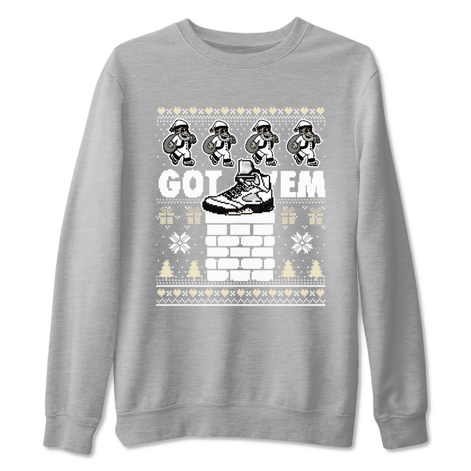 5s White Black shirts to match jordans Got' em Santa sneaker match tees Air Jordan 5 Retro White Black match shoes to clothes SNRT Sneaker Tees unisex cotton Heather Grey 2 shirts