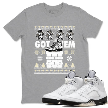 5s White Black shirts to match jordans Got' em Santa sneaker match tees Air Jordan 5 Retro White Black match shoes to clothes SNRT Sneaker Tees unisex cotton Heather Grey 1 shirts