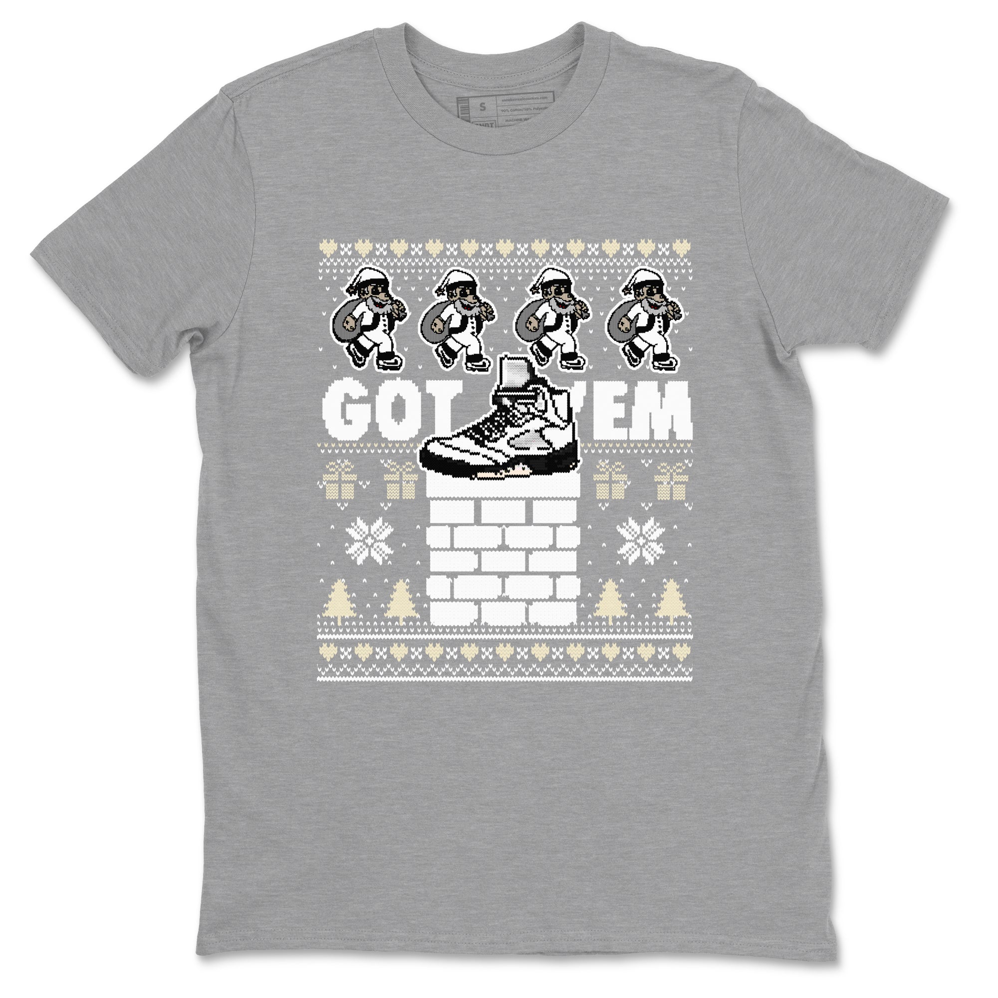 5s White Black shirts to match jordans Got' em Santa sneaker match tees Air Jordan 5 Retro White Black match shoes to clothes SNRT Sneaker Tees unisex cotton Heather Grey 2 shirts